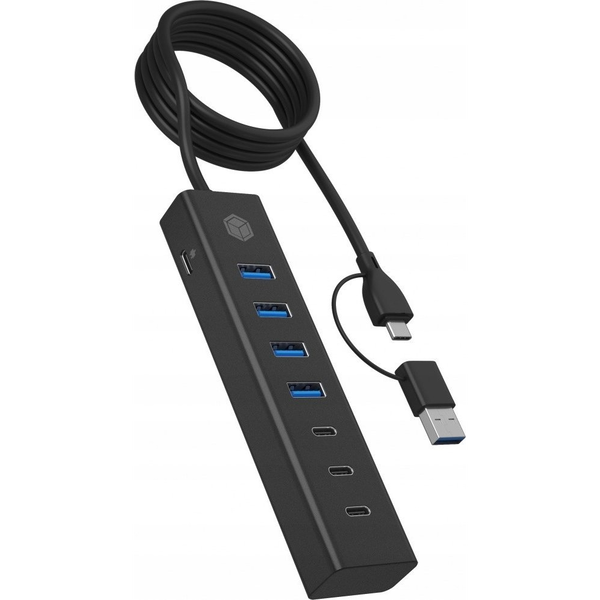 ICY BOX IB-HUB1737-C3 USB 3.2 Gen 1 (3.1 Gen 1) Type-C 5000 Mbit/s Sort