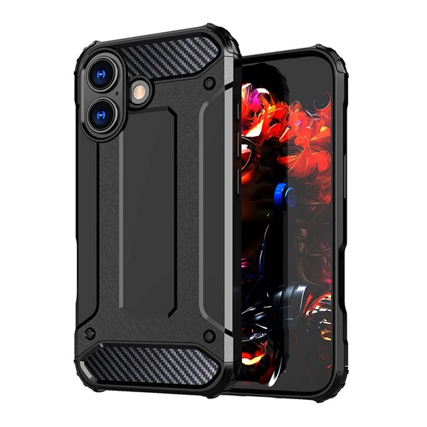 Defender szilikon telefonvédő (ütésállóság, légpárnás sarok, fémhatás) FEKETE Apple iPhone 17 "Gigapack csomagolás" (GP-173257)
