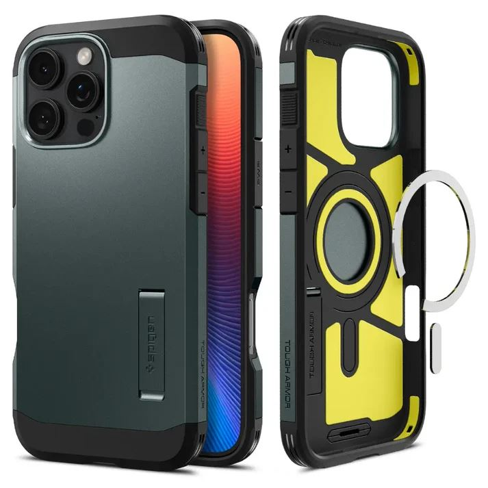 Spigen Tough Armor MagFit iPhone 16 Pro tok zöld-fekete (ACS08148) (ACS08148)