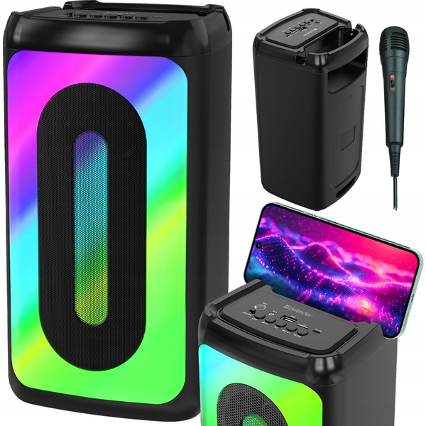 Głośnik Defender Głośnik Defender CONCERTO Bluetooth 20W MP3/FM/SD/USB/AUX/TWS/LED/MIC KARAOKE czarny + mikrofon
