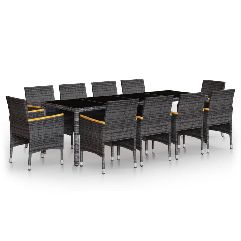 11 részes szürke polyrattan kerti étkezőgarnitúra (3058579)