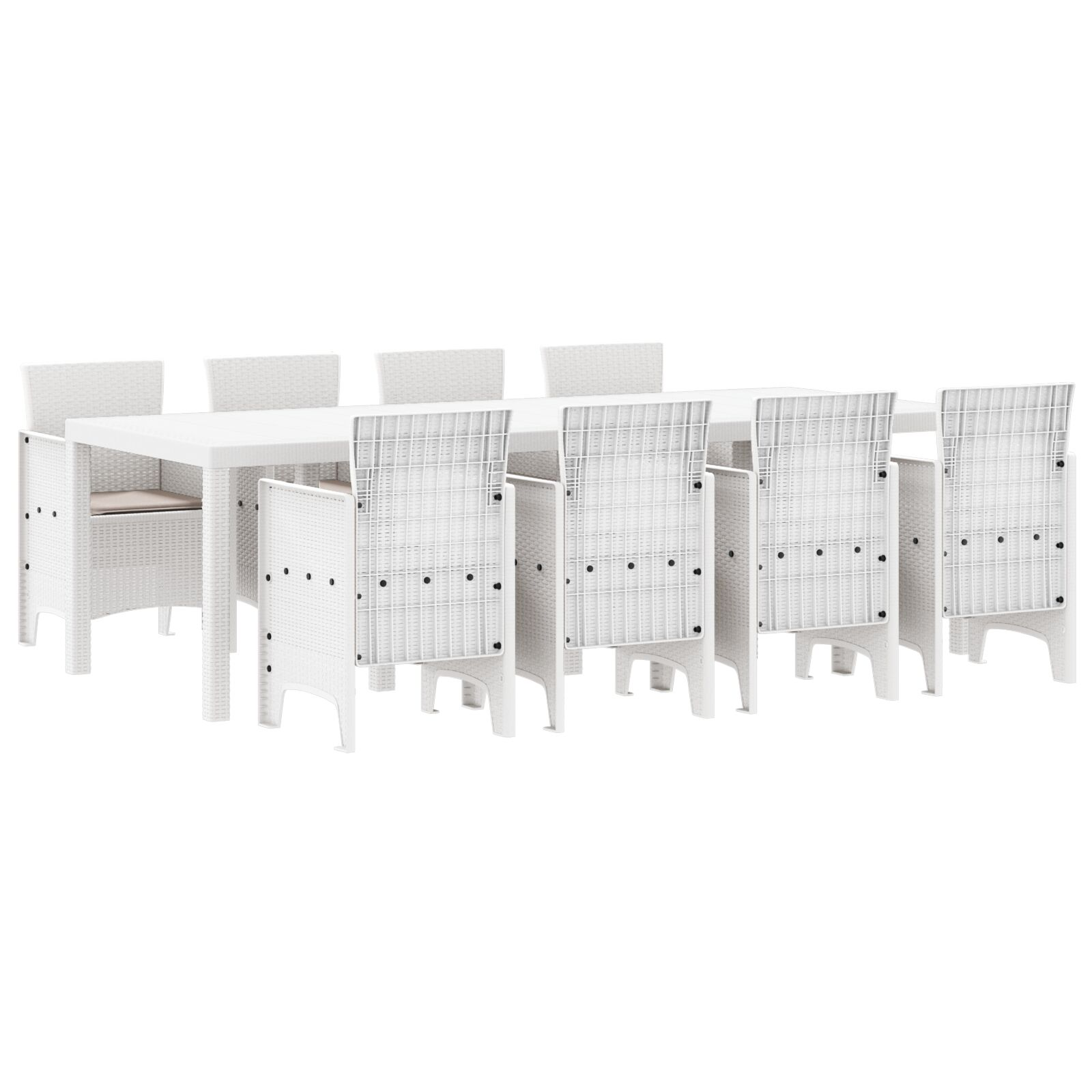 9 darabos kerti étkező szett párnákkal világosszürke mű rattanból (3378748)