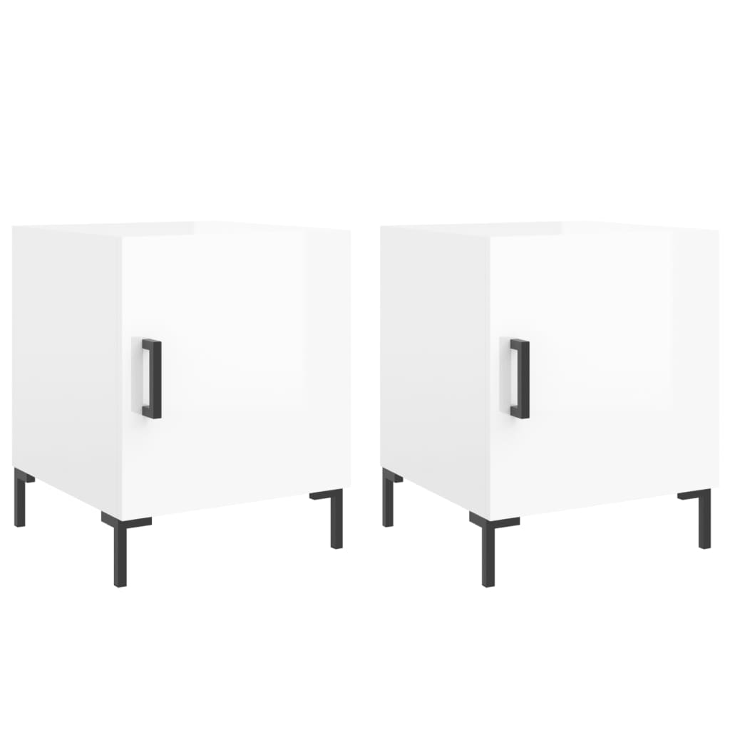 2 db magasfényű fehér szerelt fa éjjeliszekrény 40 x 40 x 50 cm (827569)