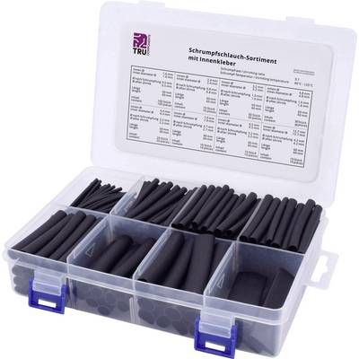 TRU COMPONENTS T1807CA006 Zsugorcső készlet Fekete Zsugorodási arány:3:1 300 rész (T1807CA006)