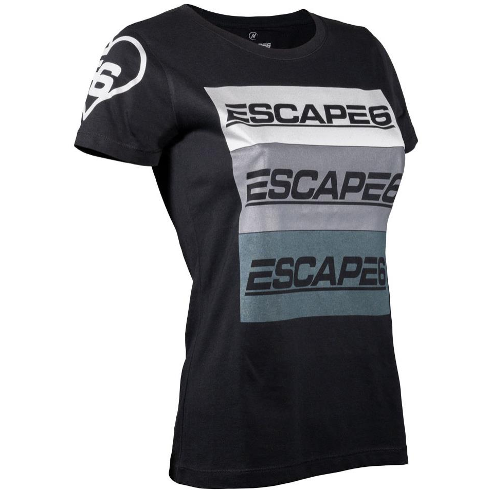 Escape6 Női póló, szürke logóval elöl és hátul, fekete, L (escswag-3wgbl)