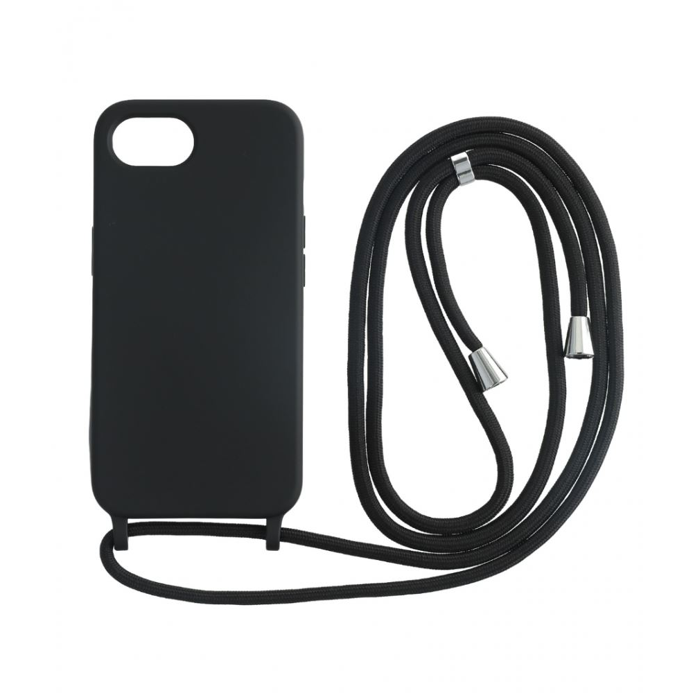 Cellect iPhone 16e fekete tok, fekete nyakba akasztható zsinórral (CEL-FEST-IPH16E-BK) (CEL-FEST-IPH16E-BK)