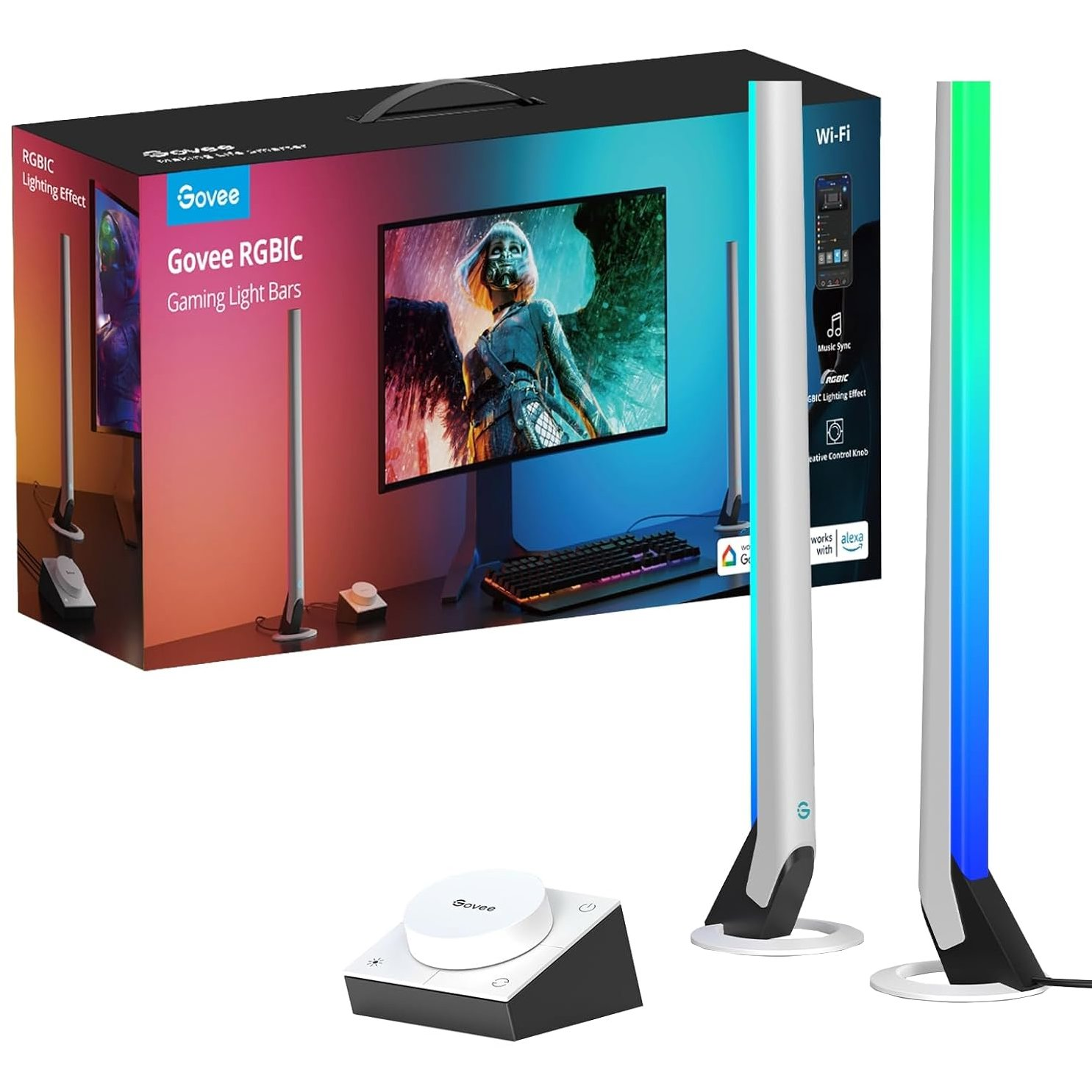 Govee Smart Gaming WiFi LED panelek + Smart Dual vezérlő, fehér (H6047123)
