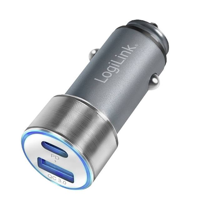 Logilink USB-C + USB-A autós töltő szürke (PA0252) (PA0252)
