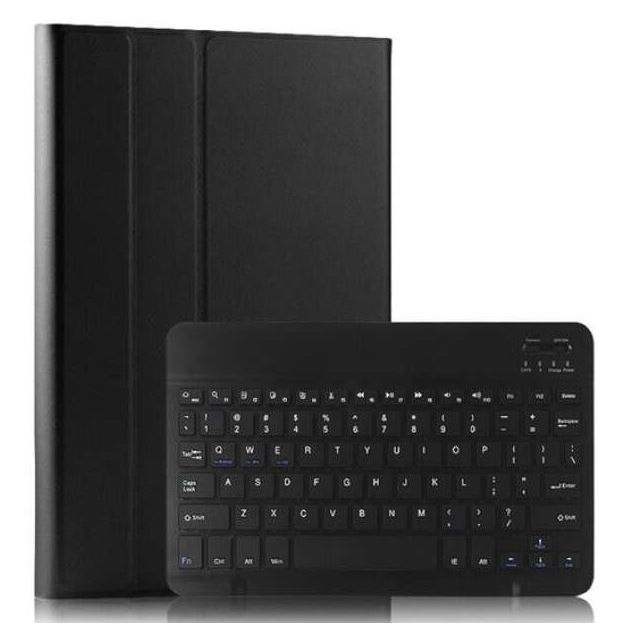 Gigapack tok álló, bőr hatású (FLIP, bluetooth billentyűzet, asztali tartó, QWERTY, angol nyelvű) FEKETE [Apple IPAD Air 2022] (GP-108365)