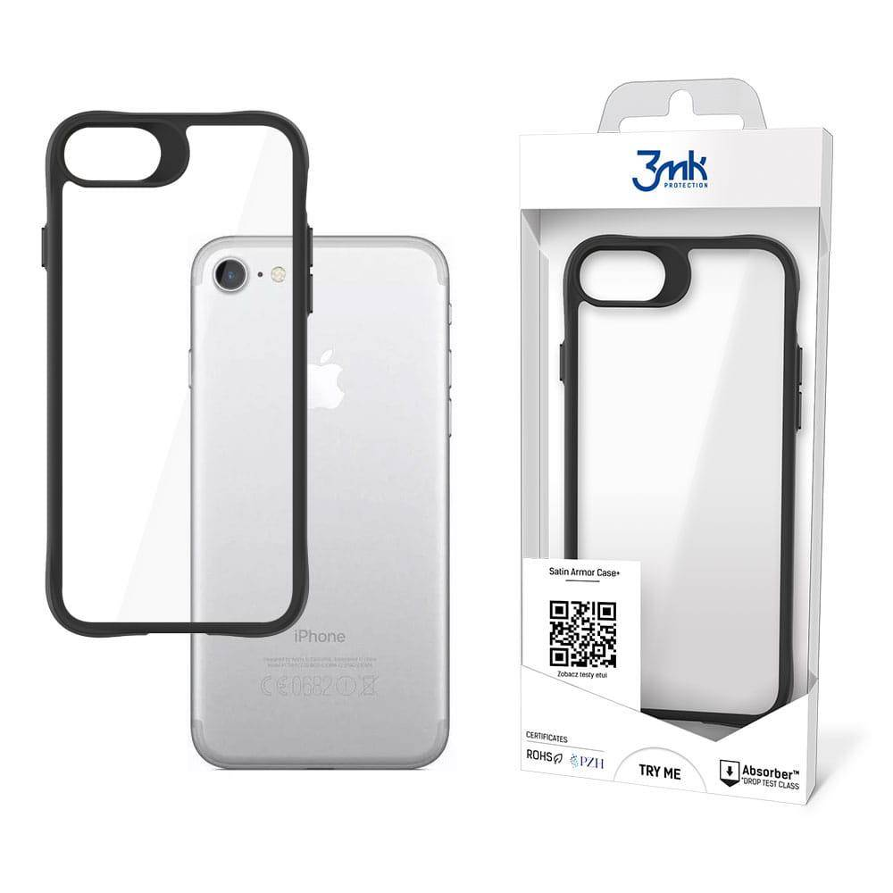 3mk Satin Armor Case+ Apple iPhone 7/8/SE (20/22) Tok - Átlátszó/Fekete (5903108442343)