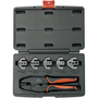 Клещи за кримпване на уши, контакти, с 5 сменяеми вложки Toolcraft 430461 (430461)