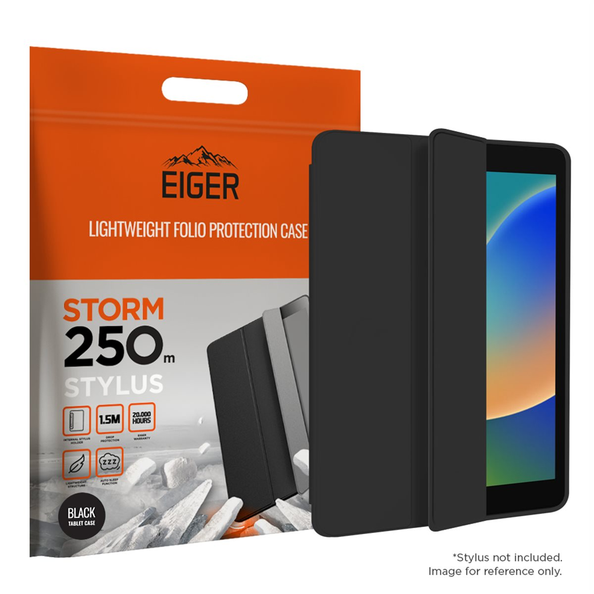 Eiger Storm Stylus 250m Apple iPad 10.2 (19/20/21) Trifold tok - Fekete (EGSR00138)