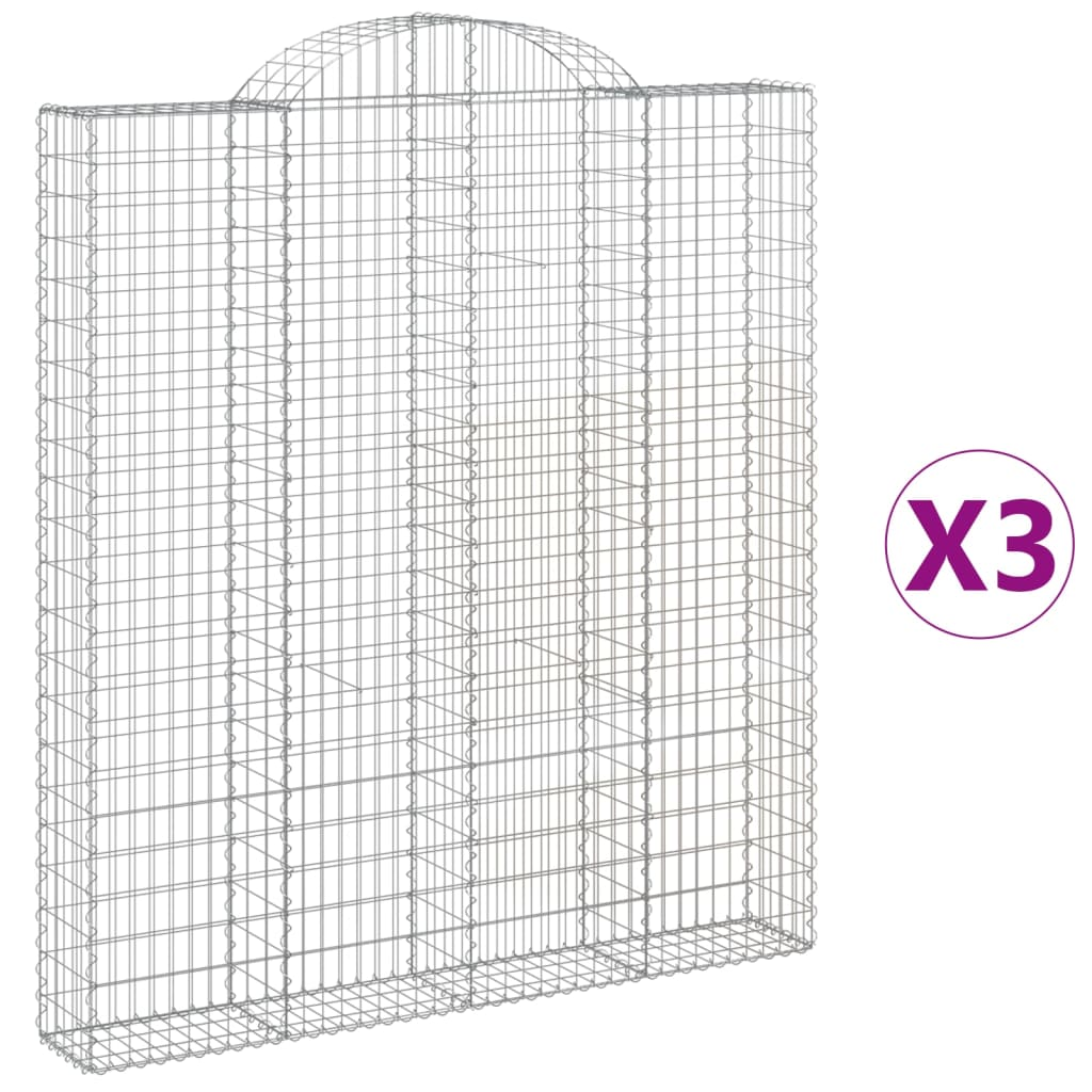 3 db íves horganyzott vas gabion kosár 200x30x220/240 cm (3146237)