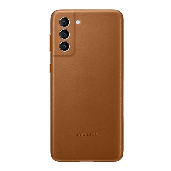 SAMSUNG műanyag telefonvédő (valódi bőr hátlap) BARNA [Samsung Galaxy S21 Plus (SM-G996) 5G] (EF-VG996LAEG)