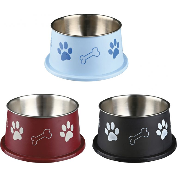 Comedero Para Perros Acero Inoxidable Recubierto Plastico Base Caucho Antideslizante Trixie