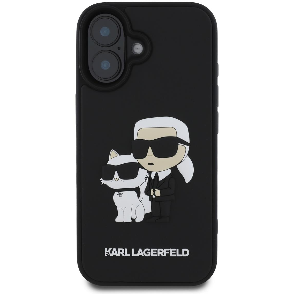 Karl Lagerfeld 3D Rubber Karl and Choupette iPhone 16 Black tok (KLHCP16S3DRKCNK)