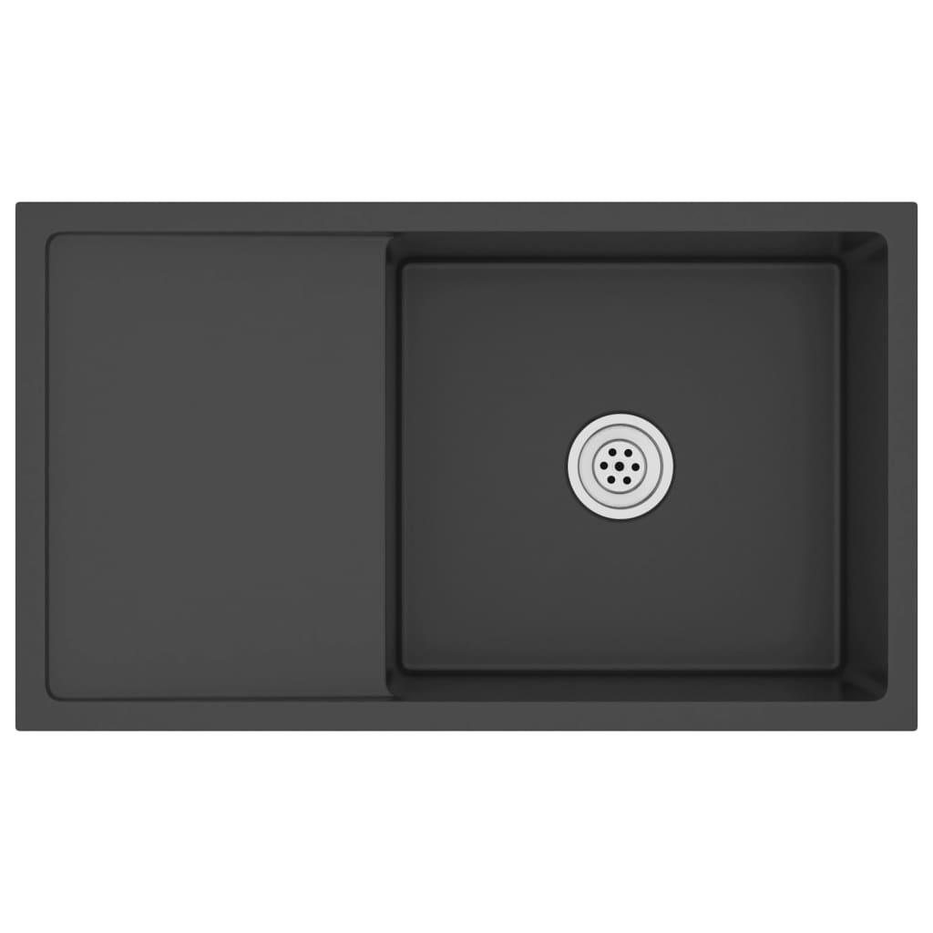 fekete kézzel készült rozsdamentes acél mosogató (51521)