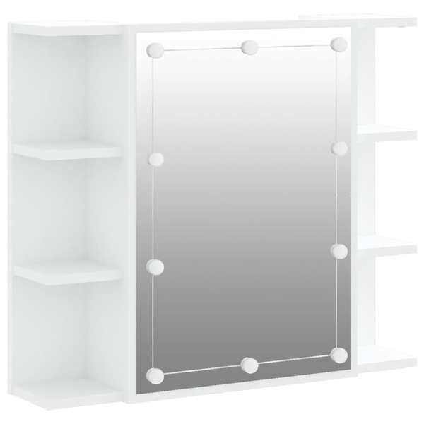 fehér tükrös szekrény LED-ekkel 70 x 16,5 x 60 cm