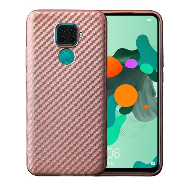Szilikon telefonvédő (karbon minta) ROZÉARANY [Huawei Mate 30 Lite (Nova 5i Pro)] (5996457913428)