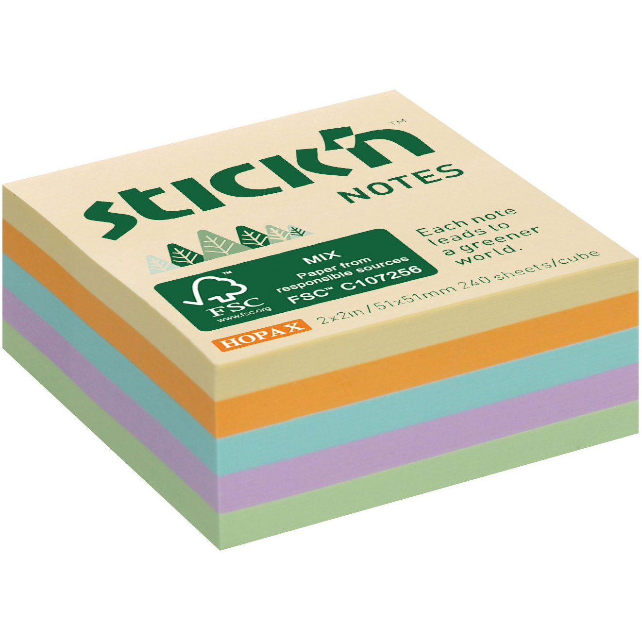 STICK'N BY HOPAX FSC 51 x 51 mm, 240 lap, réti mix (4712759218884)