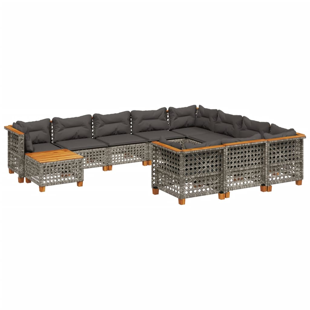 11 részes szürke polyrattan kerti ülőgarnitúra párnákkal (3262059)