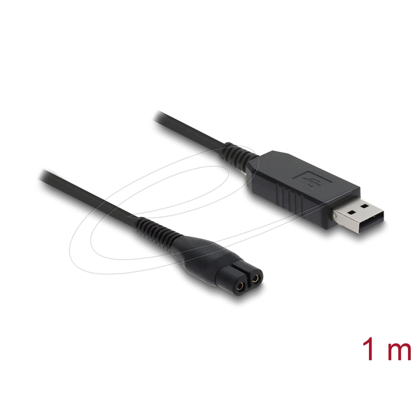 Delock USB töltőkábel 4,3 V elektromos borotvákhoz   kompatibilis Philips OneBlade 360 Arc + Test készülékekkel   borotvatöltő cserekábel, 1 m