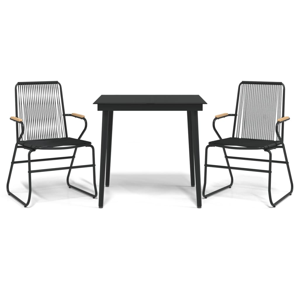 3 részes fekete PVC rattan kerti étkezőgarnitúra (3099215)