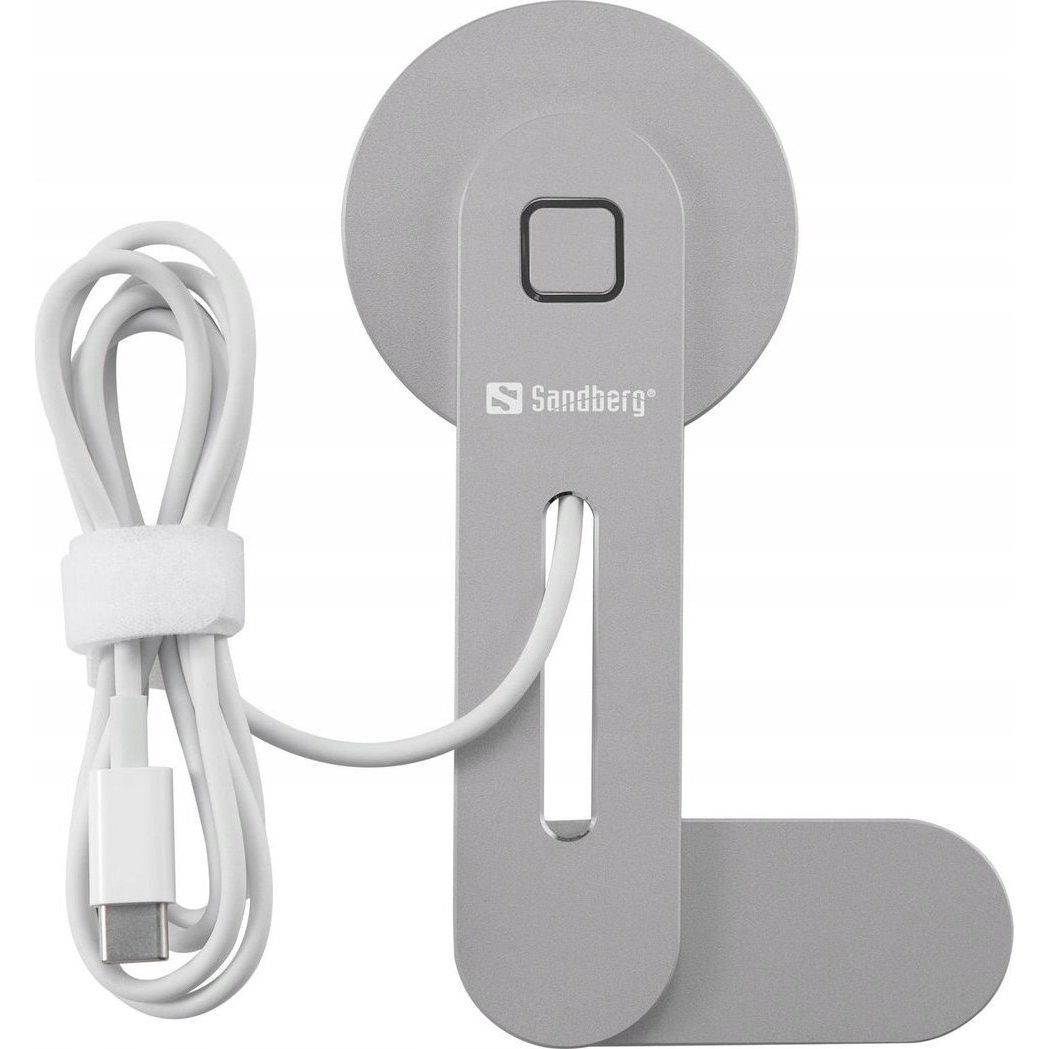 Sandberg ScreenMount Magnet Charger 15W univerzális vezeték nélküli töltő adapter / autós tartó szürke-fehér (Qi, QC3.0) (ScreenMount Magnet Charger 15W)