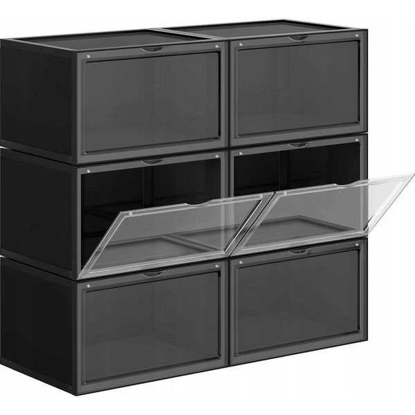 Műanyag Cipőtároló Átlátszó Ajtóval, Fekete