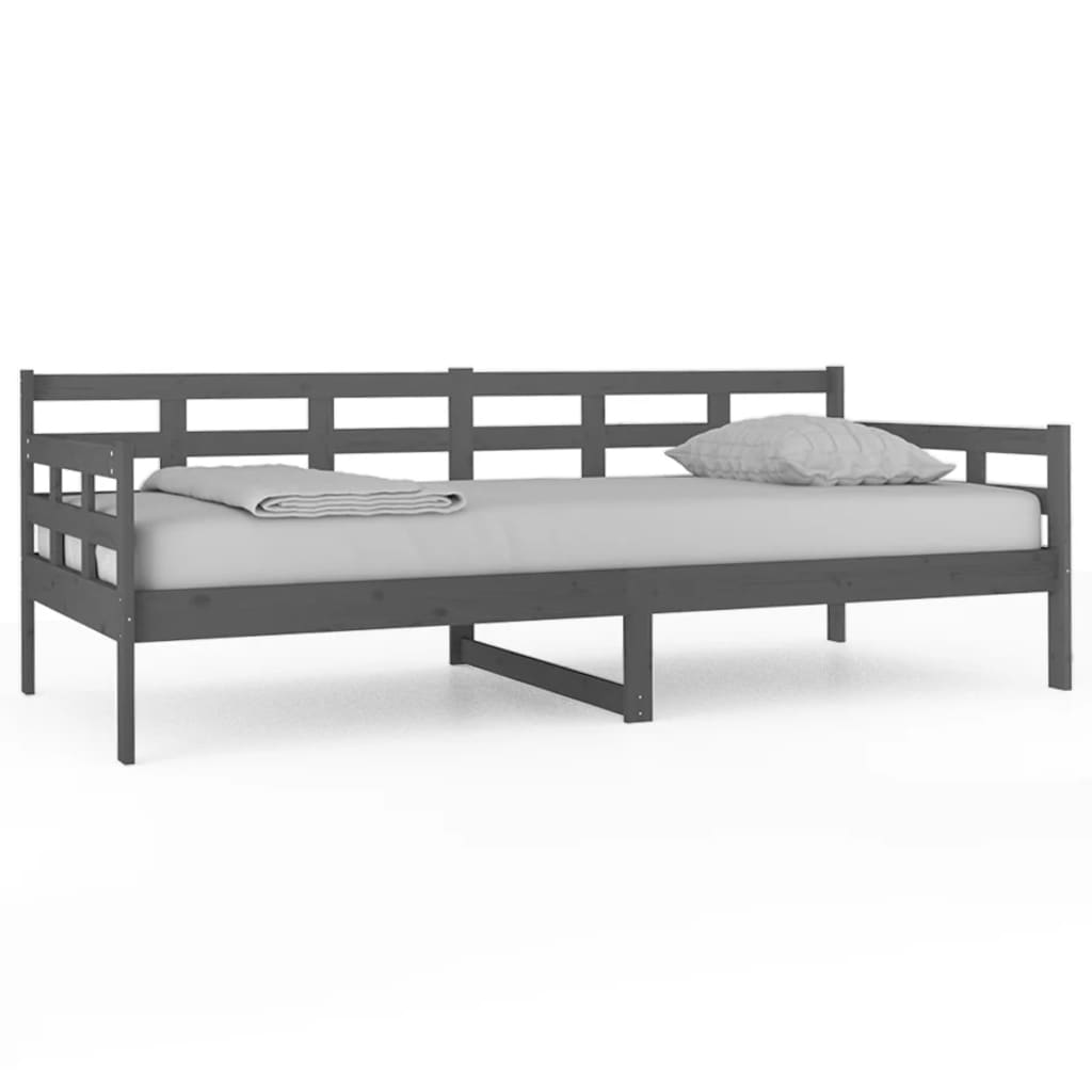 szürke tömör fenyőfa kanapéágy 90x200 cm (820359)