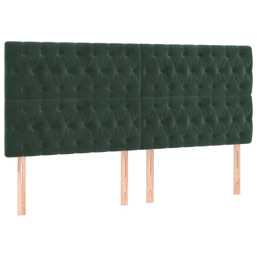 4 db sötétzöld bársony fejtámla 100x7x78/88 cm (3116737)