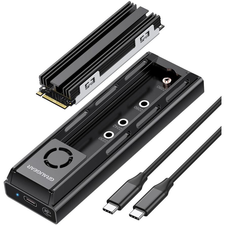 GrauGear G-M205-20G-F M.2 USB 3.2 Gen 2x2 Külső SSD ház - Fekete (G-M205-20G-F)