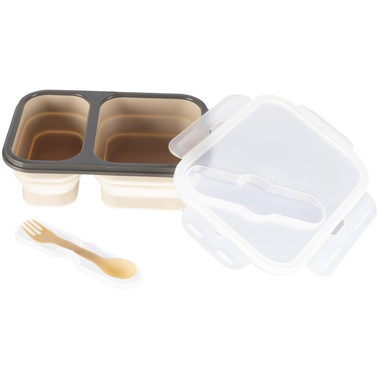 Zopa Snack doboz + evőeszközök, nagy, Sand Beige (8595114461363)