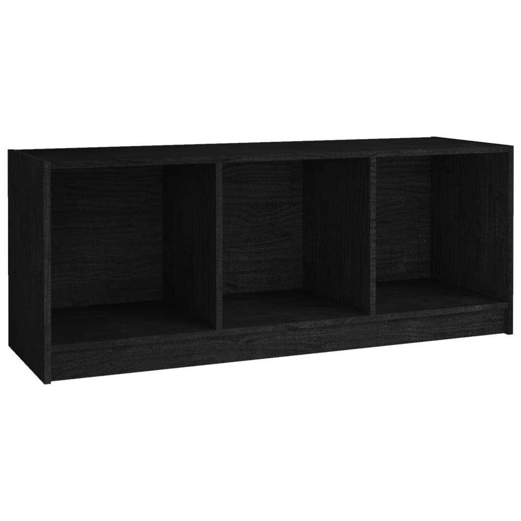 fekete tömör fenyőfa TV-szekrény 104 x 33 x 41 cm (809964)