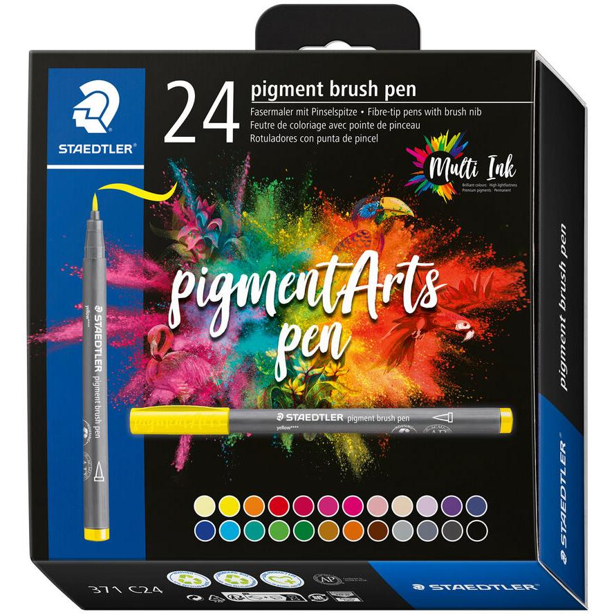 Staedtler MultiInk Pigment Arts Ecsetirón készlet - Vegyes színek (24 db / csomag) (371 C24)