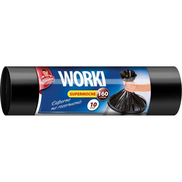 Anna Zaradna AZ Worki na śmieci supermocne LDPE 160L 10SZT. CZARNE  (AZ1-WNS-1989)