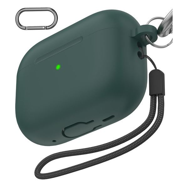 Phoner Simple Apple Airpods Pro 2 szilikon tok csuklópánttal zöld (PN-CP-PT-LC-CS14-MG) (PNCPPTLCCS14MG)