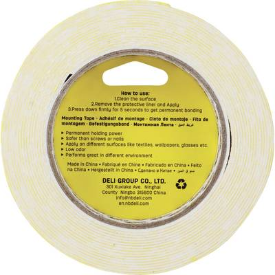 DELI Montageband 25,4mm x 5m doppelseitig, weiß