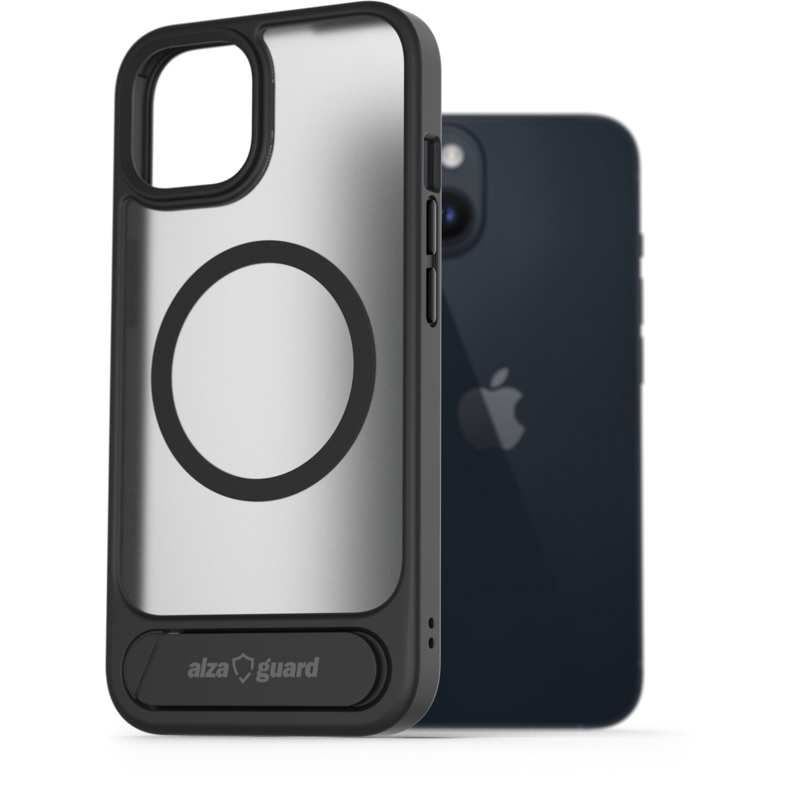 AlzaGuard Matte Case with Stand Compatible with MagSafe for iPhone 14 fekete tok (AGD-PCH00015B)