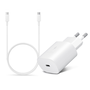 Samsung gyári hálózati töltő adapter Type-C bemenettel + 1 m-es Type-C - Type-C kábel - 25W - EP-TA800EWE + EP-DA705BWE - fehér (ECO csomagolás)