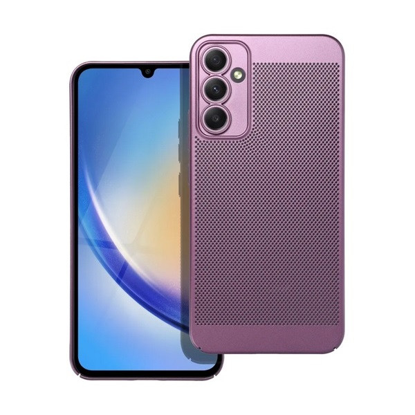 Samsung Galaxy A34 5G SM-A346B, Műanyag hátlap védőtok, légáteresztő, lyukacsos minta, Breezy, lila (G142582)