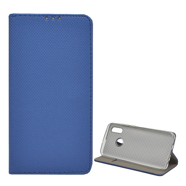 Tok álló, bőr hatású (FLIP, oldalra nyíló, asztali tartó funkció, rombusz minta) SÖTÉTKÉK [Honor 10 Lite] (5996457840106)