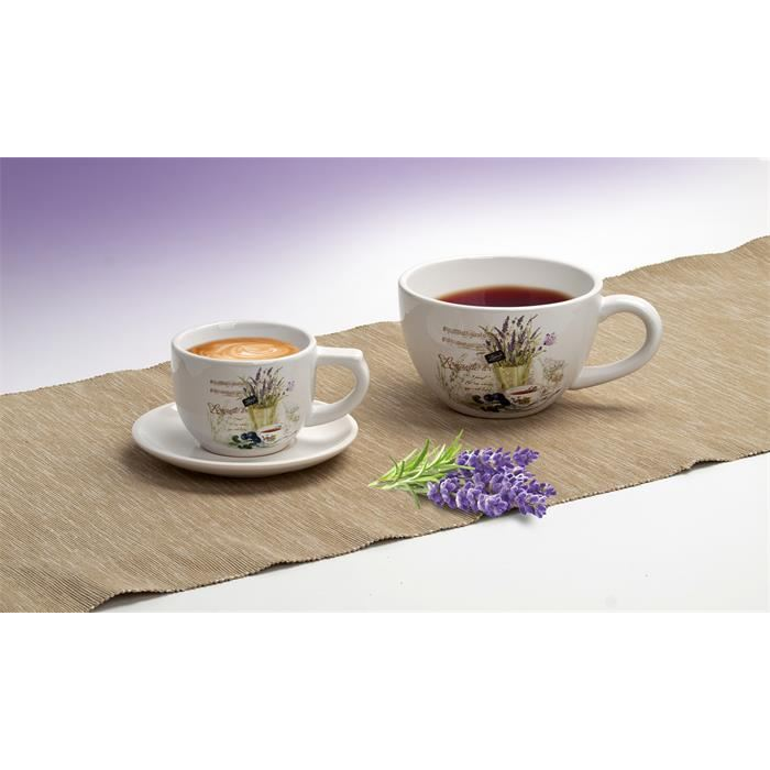 Kávéscsésze+alj levendula mintás 25cl (1209LEV003) (E1209LEV003)