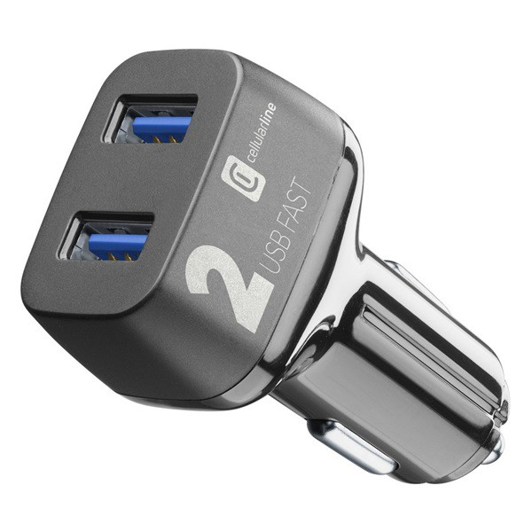 Incarcator auto, Cellular Line, USB, 9 V, 36 W, Negru