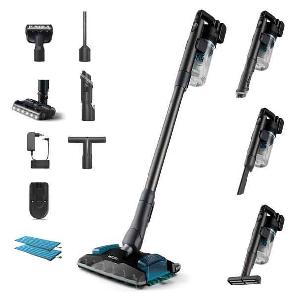 Philips 8000 series XC8055/01 tyčový vysávač a elektrická metla Batérie Suché a mokré Cyklónový Bezvreckové 0,6 L Modrá farba vody, Čierna