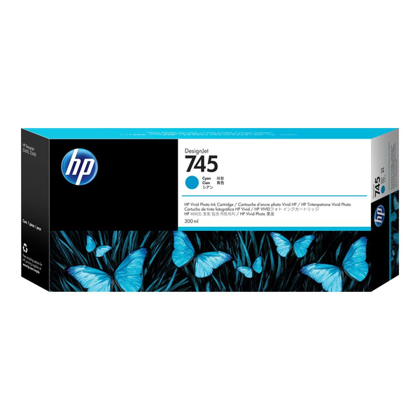 HP 745 300-ml DesignJet Cyan Ink Cartridge inkoustová náplň 1 kusů Originální Vysoká (XL) výtěžnost Azurová