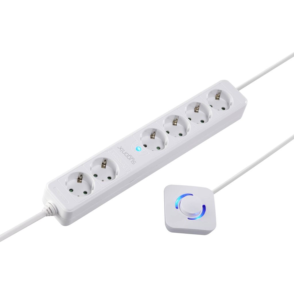 Sygonix SY-4535066 Elosztó kapcsolóval Fehér Védőérintkezős 1,4m (SY-4535066)