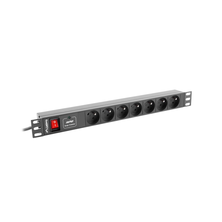 Lanberg PDU-07E-0200-BK 7-es túlfeszültség védő - elosztó 2m (PDU-07E-0200-BK)