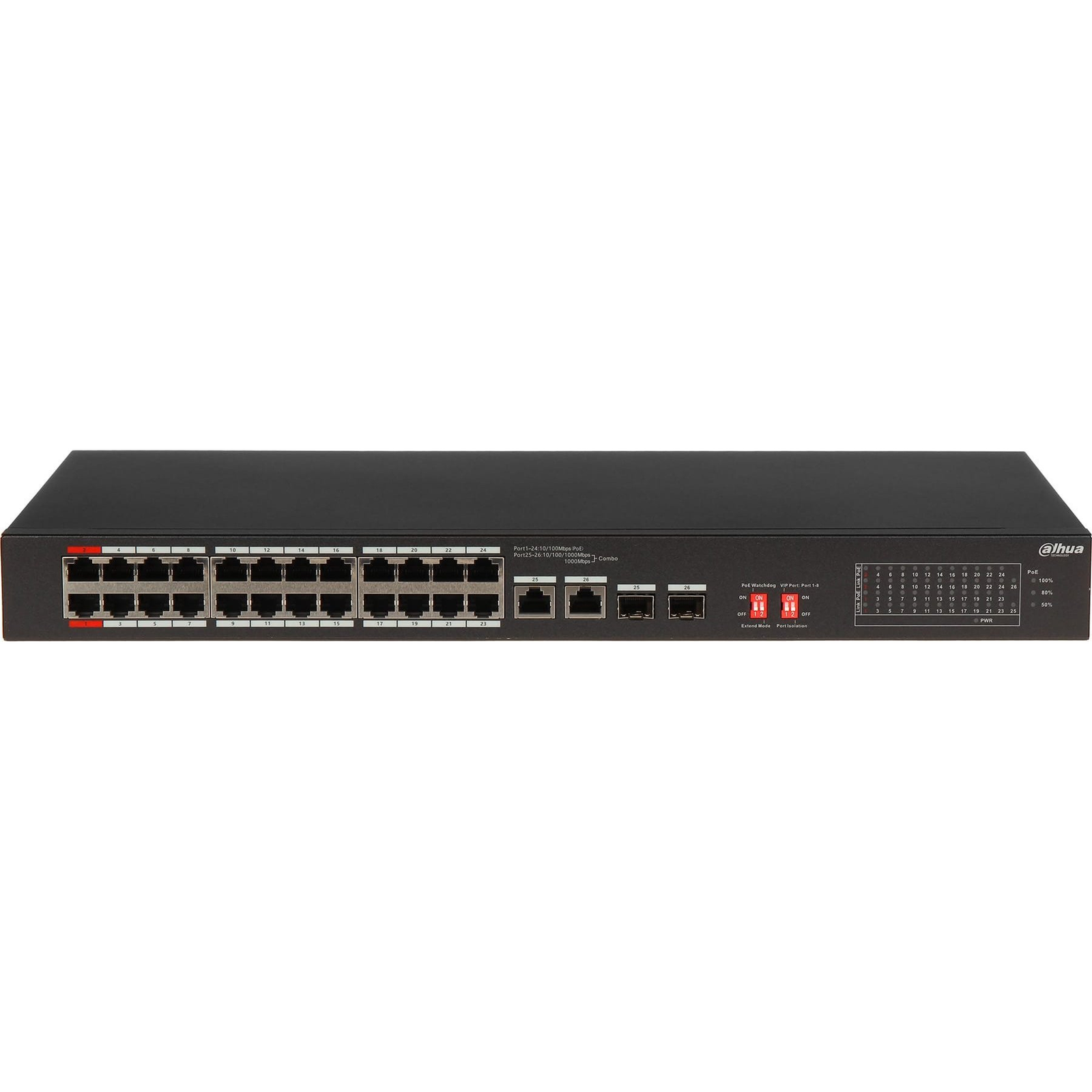 Dahua S3226-24ET-240 24x 10/100 (PoE 240W)+2x 100/1000 Uplink/SFP combo Uplink PoE switch (S3226-24ET-240)
