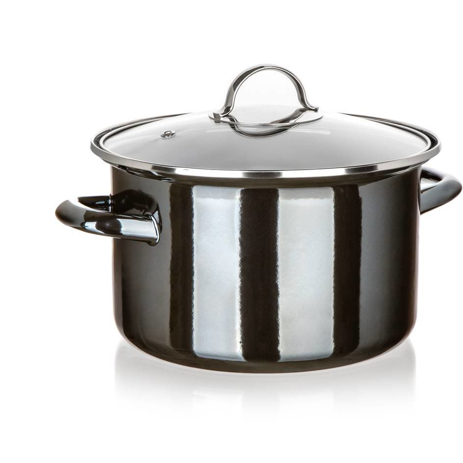 BANQUET METALLIC Black zománcozott, 24 cm 3,7 l, fedővel (A26652)